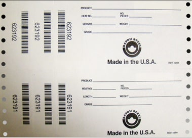 2Ply Continuous Form pin feed barcode form manufacturing form